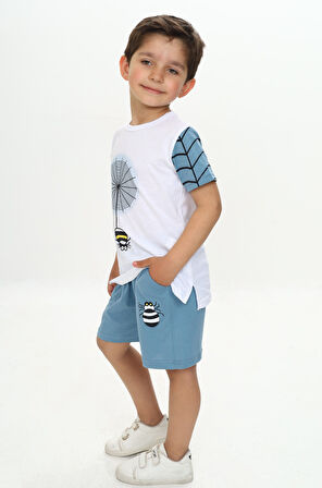 Toontoy Erkek Çocuk Örümcek Detay Baskılı Şortlu Takım