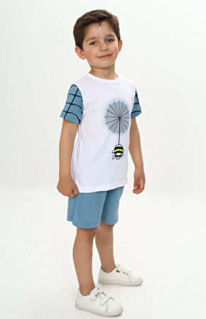 Toontoy Erkek Çocuk Örümcek Detay Baskılı Şortlu Takım