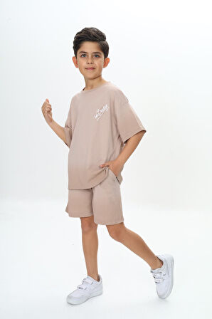 Toontoy Erkek Çocuk Yıkama Efektli Baskılı Şortlu Takım