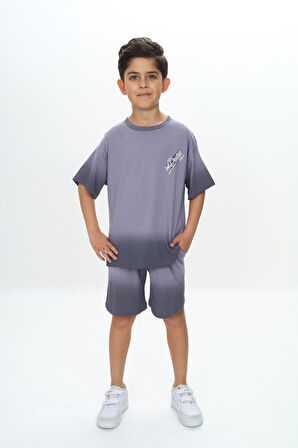 Toontoy Erkek Çocuk Yıkama Efektli Baskılı Şortlu Takım