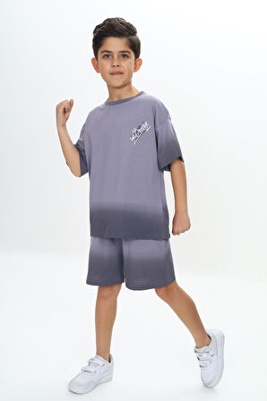 Toontoy Erkek Çocuk Yıkama Efektli Baskılı Şortlu Takım