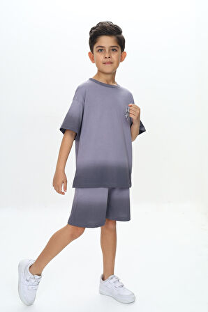 Toontoy Erkek Çocuk Yıkama Efektli Baskılı Şortlu Takım