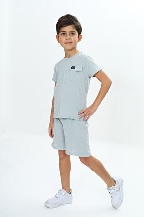 Toontoy Erkek Çocuk Göğsü Cepli Armalı Şortlu Takım