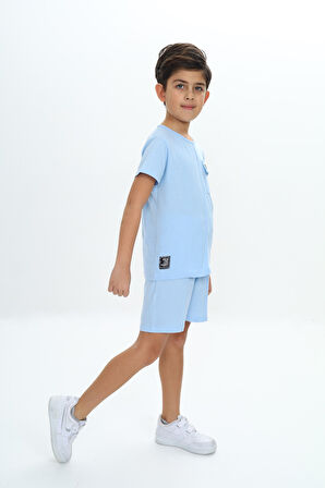 Toontoy Erkek Çocuk Göğsü Cepli Armalı Şortlu Takım