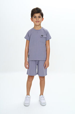 Toontoy Erkek Çocuk Göğsü Cepli Armalı Şortlu Takım