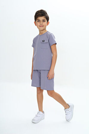 Toontoy Erkek Çocuk Göğsü Cepli Armalı Şortlu Takım