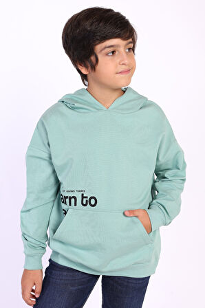 Toontoy Erkek Çocuk Kapüşonlu Kanguru Cepli Baskılı Sweatshirt