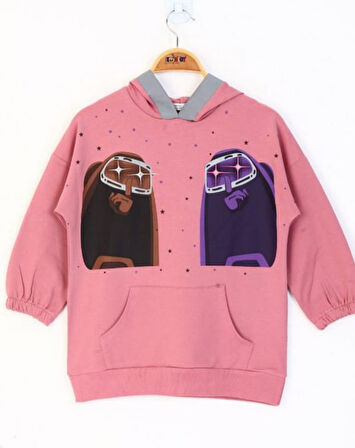 Toontoy Kız Çocuk Robot Reflektörlü Baskılı Sweatshirt