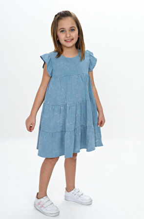 Toontoy Kız Çocuk Yıkamalı Elbise