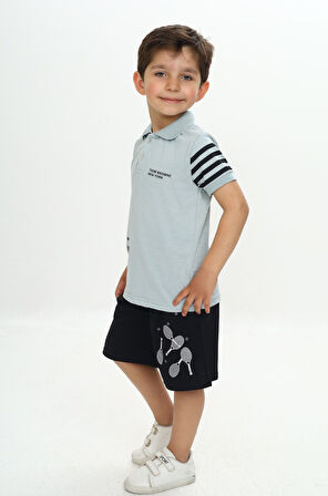 Toontoy Erkek Çocuk Polo Yaka Baskılı Şortlu Takım