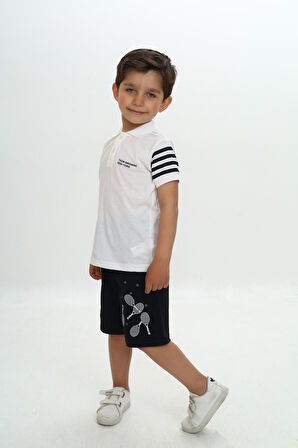 Toontoy Erkek Çocuk Polo Yaka Baskılı Şortlu Takım