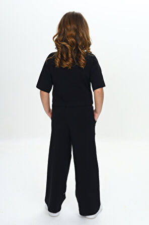 Toontoy Kız Çocuk Queen Baskılı Crop Eşofman Takım