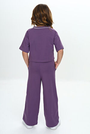 Toontoy Kız Çocuk Queen Baskılı Crop Eşofman Takım