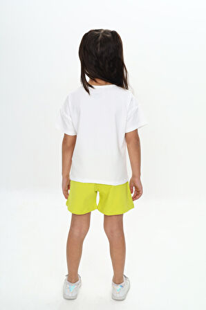 Toontoy Kız Çocuk Anımal Balon Baskılı Şortlu Takım