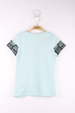 Toontoy Kız Çocuk Çerçeve Baskılı Taş İşlemeli Tişört