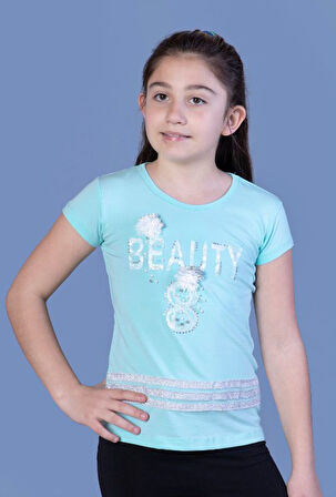 Toontoy Kız Çocuk Beauty Baskılı Tişört