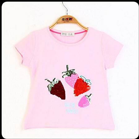 Toontoy Kız Çocuk Pullu Çiçek Nakışlı Tişört