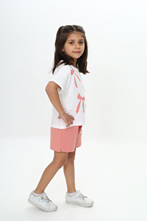 Toontoy Kız Çocuk Fiyonk Baskılı Şortlu Takım