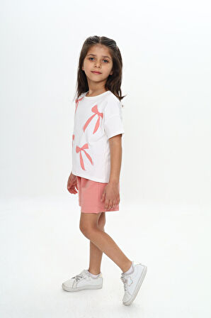 Toontoy Kız Çocuk Fiyonk Baskılı Şortlu Takım