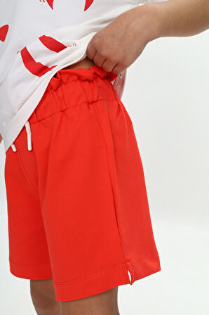 Toontoy Kız Çocuk Fiyonk Baskılı Şortlu Takım