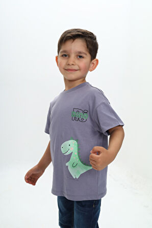 Toontoy Erkek Çocuk Dinazor Yazı Baskılı Tişört
