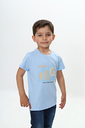 Toontoy Erkek Çocuk Surf Tema Baskılı Tişört