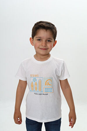 Toontoy Erkek Çocuk Surf Tema Baskılı Tişört