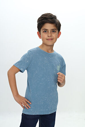 Toontoy Erkek Çocuk Yıkamalı Göğsü Baskılı Tişört