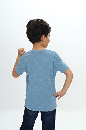 Toontoy Erkek Çocuk Yıkamalı Göğsü Baskılı Tişört