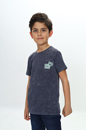 Toontoy Erkek Çocuk Yıkamalı Göğsü Baskılı Tişört