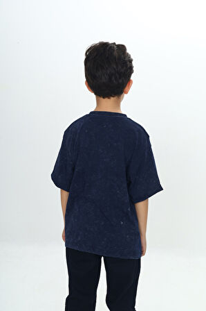 Toontoy Erkek Çocuk Yıkamalı Sıçratma Baskılı Tişört