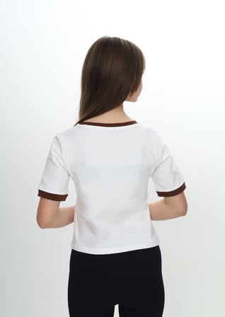 Toontoy Kız Çocuk Crop Garni Baskılı Tişört