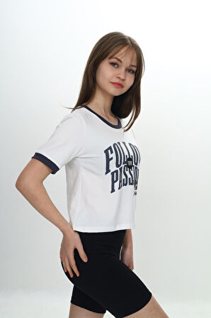 Toontoy Kız Çocuk Crop Garni Baskılı Tişört