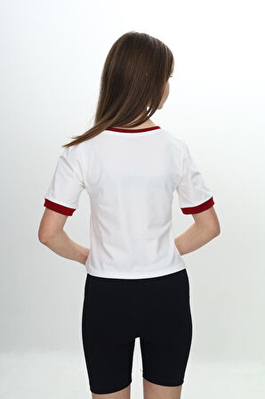 Toontoy Kız Çocuk Crop Garni Baskılı Tişört