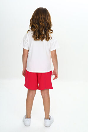 Toontoy Kız Çocuk Çiçek Baskılı Şortlu Takım