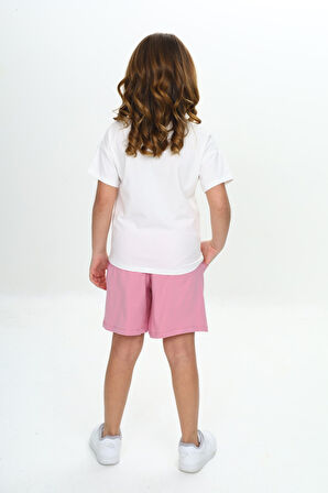 Toontoy Kız Çocuk Çiçek Baskılı Şortlu Takım