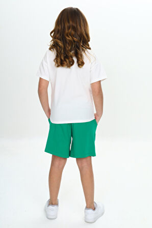 Toontoy Kız Çocuk Çiçek Baskılı Şortlu Takım