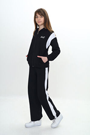 Toontoy Kız Çocuk Fermuarlı Garni Detaylı Eşofman Takım