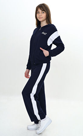 Toontoy Kız Çocuk Fermuarlı Garni Detaylı Eşofman Takım