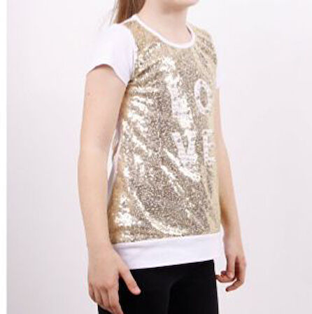 Toontoy Kız Çocuk Önü Komple Pullu Tişört 