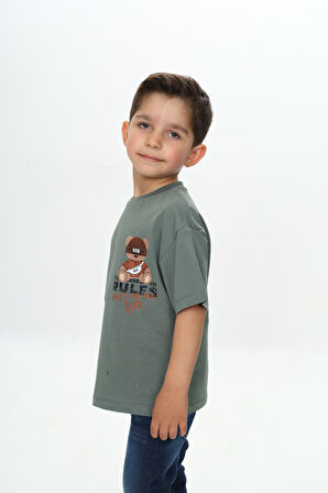 Toontoy Erkek Çocuk Rules Şapkalı Ayı Baskılı Tişört