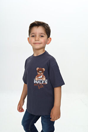 Toontoy Erkek Çocuk Rules Şapkalı Ayı Baskılı Tişört