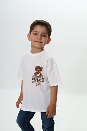 Toontoy Erkek Çocuk Rules Şapkalı Ayı Baskılı Tişört