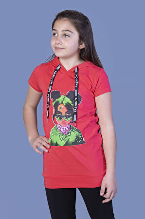 Toontoy Kız Çocuk Billie Eilish Baskılı Kapüşonlu Tişört