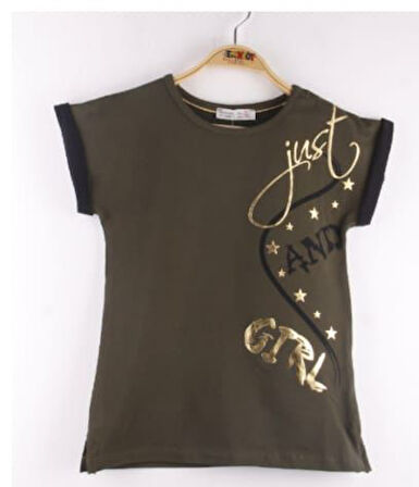 Toontoy Kız Çocuk Just And Girl Baskılı Kol Detaylı Tişört