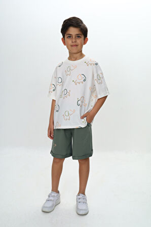 Toontoy Erkek Çocuk Fil Baskılı Şortlu Takım