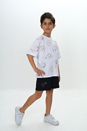 Toontoy Erkek Çocuk Fil Baskılı Şortlu Takım