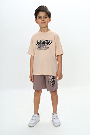 Toontoy Erkek Çocuk Unlimited Yazı Baskılı Şortlu Takım