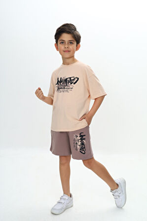 Toontoy Erkek Çocuk Unlimited Yazı Baskılı Şortlu Takım