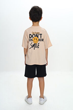 Toontoy Erkek Çocuk Smile Yazı Baskılı Şortlu Takım